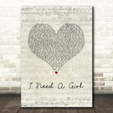 Trey Songz I Need A Girl Script Heart Song Lyric Print
