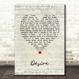 U2 Desire Script Heart Song Lyric Print