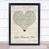 U2 Love Rescue Me Script Heart Song Lyric Print