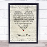 Uncle Kracker Follow Me Script Heart Song Lyric Print