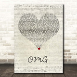 Usher OMG Script Heart Song Lyric Print