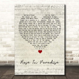 Waylon Jennings Rose In Paradise Script Heart Song Lyric Print