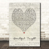 Westlife Beautiful Tonight Script Heart Song Lyric Print