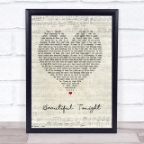Westlife Beautiful Tonight Script Heart Song Lyric Print