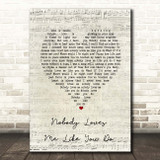 Whitney Houston Nobody Loves Me Like You Do Script Heart Song Lyric Print