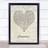 Bob Marley & The Wailers Jammin' Script Heart Song Lyric Print
