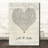 Brantley Gilbert Let It Ride Script Heart Song Lyric Print