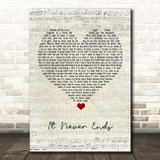 Bring Me The Horizon It Never Ends Script Heart Song Lyric Print