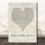 Bruce Springsteen Dream Baby Dream Script Heart Song Lyric Print