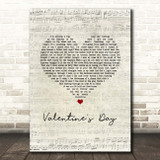 Bruce Springsteen Valentine's Day Script Heart Song Lyric Print