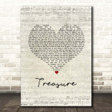 Bruno Mars Treasure Script Heart Song Lyric Print