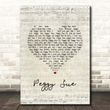 Buddy Holly Peggy Sue Script Heart Song Lyric Print
