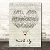 Cameo Word Up Script Heart Song Lyric Print