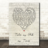 Celine Dion, Peabo Bryson Beauty & The Beast Script Heart Song Lyric Print