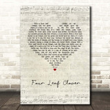 Celtic Songs Glasgow Celtic FC Four Leaf Clover Script Heart Song Lyric Print