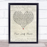 Celtic Songs Glasgow Celtic FC Four Leaf Clover Script Heart Song Lyric Print
