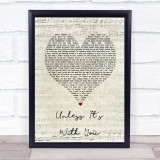 Christina Aguilera Unless It's With You Script Heart Song Lyric Print