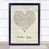 Coldplay Green Eyes Script Heart Song Lyric Print