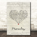 Coldplay Miracles Script Heart Song Lyric Print
