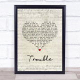 Coldplay Trouble Script Heart Song Lyric Print