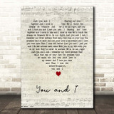 Crystal Gayle, Eddie Rabbitt You and I Script Heart Song Lyric Print