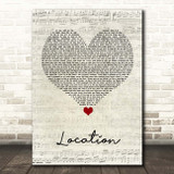 Dave Location Script Heart Song Lyric Print