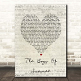 Don Henley The Boys Of Summer Script Heart Song Lyric Print