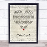 Alexander Burke Hallelujah Script Heart Song Lyric Print