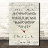 Elton John I Need You to Turn To Script Heart Song Lyric Print