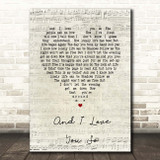 Elvis Presley And I Love You So Script Heart Song Lyric Print