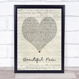 Eminem Beautiful Pain Script Heart Song Lyric Print