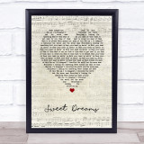 Eurythmics Sweet Dreams Script Heart Song Lyric Print