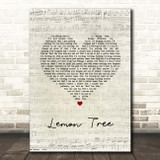 Fool's Garden Lemon Tree Script Heart Song Lyric Print