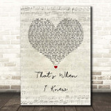Alicia Keys That's When I Knew Script Heart Song Lyric Print