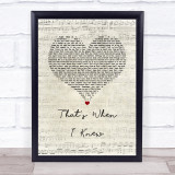Alicia Keys That's When I Knew Script Heart Song Lyric Print
