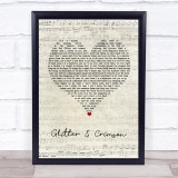 All Time Low Glitter & Crimson Script Heart Song Lyric Print