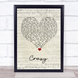 Gnarls Barkley Crazy Script Heart Song Lyric Print