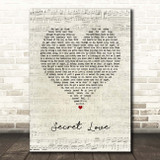 Hunter Hayes Secret Love Script Heart Song Lyric Print