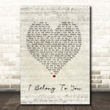Jacob Lee I Belong to You Script Heart Song Lyric Print