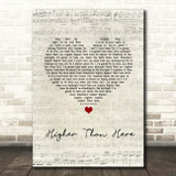 James Morrison Higher Than Here Script Heart Song Lyric Print