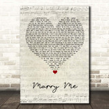 Jason Derulo Marry Me Script Heart Song Lyric Print