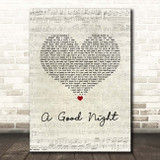 John Legend A Good Night Script Heart Song Lyric Print