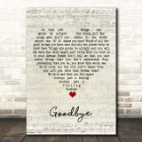 John Power Goodbye Script Heart Song Lyric Print