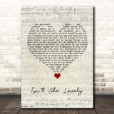 John Stoddart Isn't She Lovely Script Heart Song Lyric Print