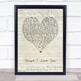 Johnny Cash Cause I Love You Script Heart Song Lyric Print