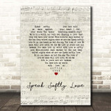 Andy Williams Speak Softly Love Script Heart Song Lyric Print