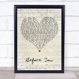 Jon McLaughlin Before You Script Heart Song Lyric Print