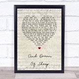 Kate Bush And Dream Of Sheep Script Heart Song Lyric Print