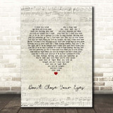 Keith Whitley Don't Close Your Eyes Script Heart Song Lyric Print