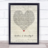 Kelly Clarkson Broken & Beautiful Script Heart Song Lyric Print
